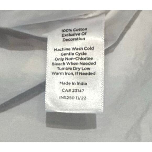 Talbots Embroidered Poplin White Top Scattered Butterfly Women Size Large Petite - Picture 7 of 7